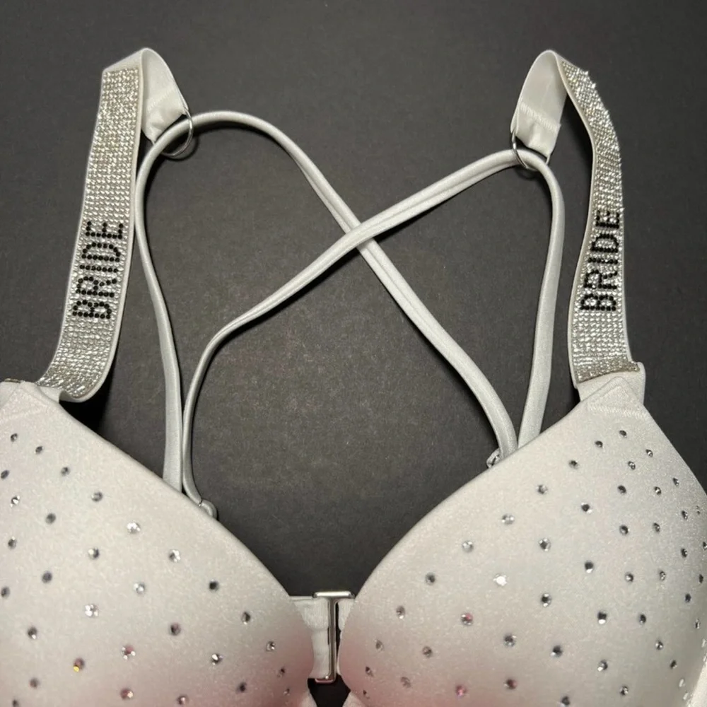 Victoria Secret 34A Bombshell Push Up Bikini Top Bride Shine Strap White - Picture 3 of 6